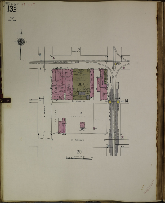Offenes Buch mit detaillierter Stadtkarte-Illustration und umgebenden architektonischen Plänen und Text.
