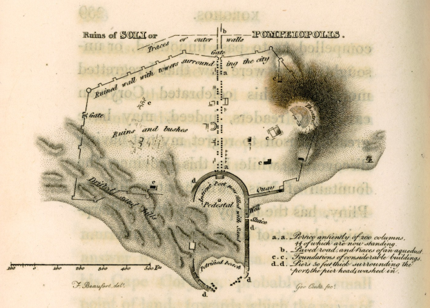 Ein altes Buch mit einer detaillierten Stadtkarte auf dem Cover, begleitet von Text, der die Geschichte, Kultur und Sehenswürdigkeiten der Stadt beschreibt.