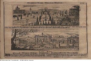 Offenes Buch mit einer detaillierten Stadtansicht auf seinen Seiten, begleitet von Bildern und Texten, die die Stadt beschreiben.