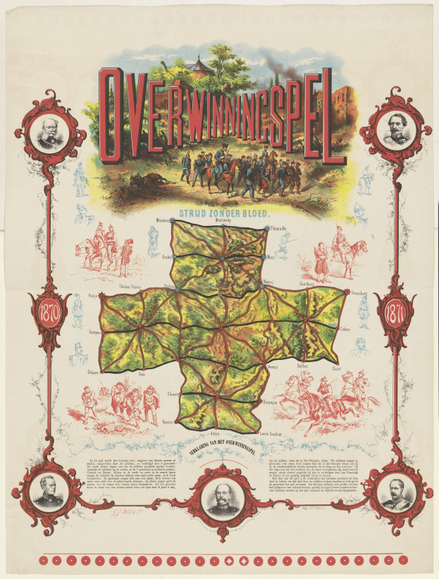 Eine bunte Karte von Überwiningspel, Deutschland, mit lächelnden Menschen, Bäumen und fettgedrucktem Text.