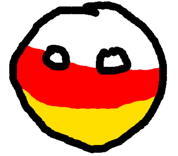 Ein Smileysymbol in den Farben der deutschen Flagge - rot, gelb und weiß - auf einem weißen Hintergrund.