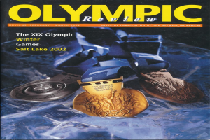 Ein Buch mit dem Titel "Olympische Revue" und mehreren Medaillen auf dem Cover.