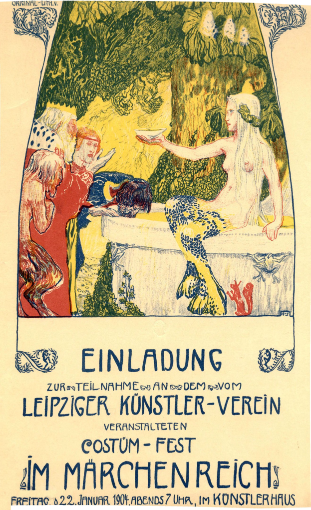 Plakat für ein Münchner Festival mit einem Bild einer Frau mit Menschen und Bäumen.