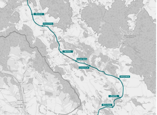 Blaue Linie auf einer Stadtkarte, die die Route einer Fahrradtour mit Start- und Endpunkten anzeigt.