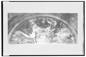 Ein Schwarz-Wei├č-Foto-Rahmen mit einem Bild einer Gruppe von Menschen und dem Text «Die Kinder Israels» unten.